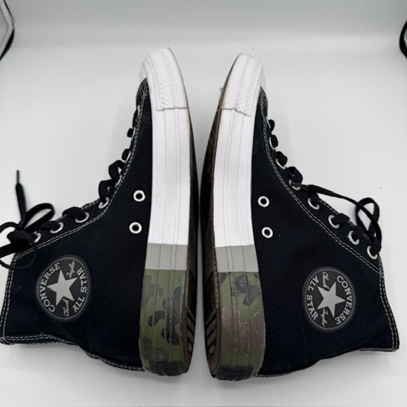 Converse High Top Chuck Taylor Black with Camo Heel Size Men's 7 / Women's 9 - Picture 1 of 6